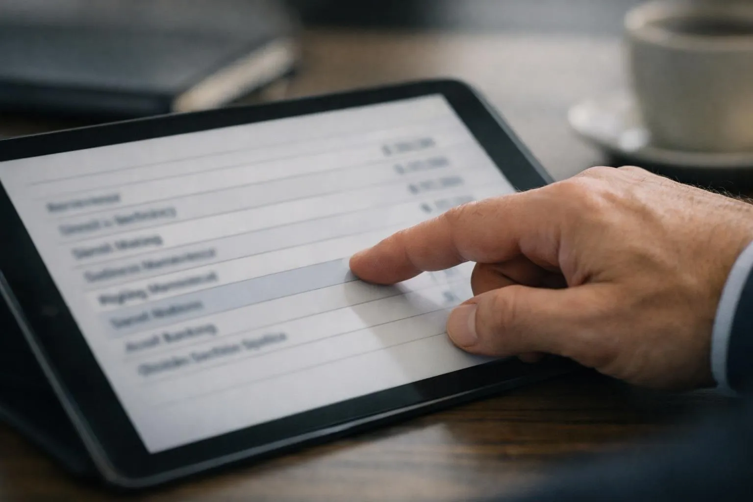 Main sur tablette analysant les tarifs d'une agence marketing digital pour TPE avant de signer un contrat.